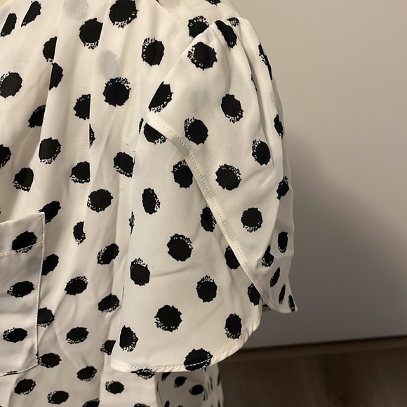 41 Hawthorne Black and White Polka Dot Blouse Stitch Fix Medium - Picture 3 of 5